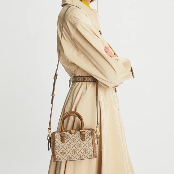 Tory Burch⭐️host pick⭐T Monogram Jacquard Mini Duffle Barrel Crossbody Hazel NWT - Picture 2 of 11